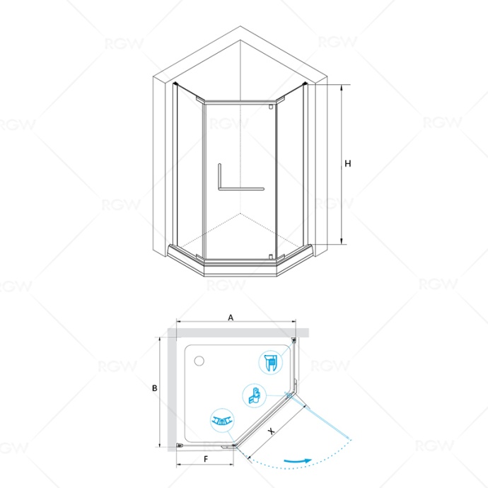 Душевой уголок RGW HO-081B 350608100-14 - 2