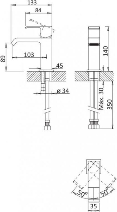 Смеситель Cezares Porta LS1-01-W0 для раковины PORTA-LS1-01-W0 - 1