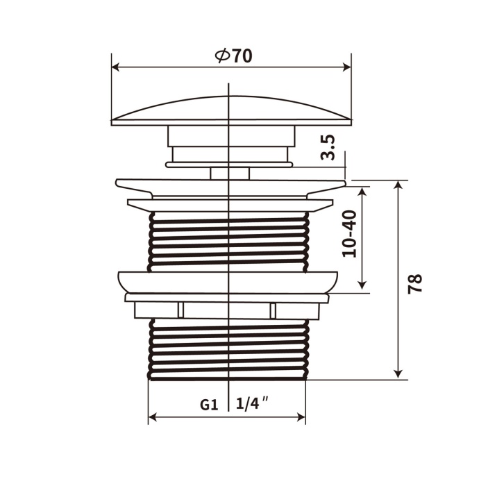 Донный клапан Vincea без перелива серый матовый DBS-216MA - 1