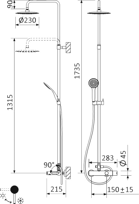 Душевая стойка Cezares Leaf CVDA-23-01 LEAF-CVDA-23-01 - 1