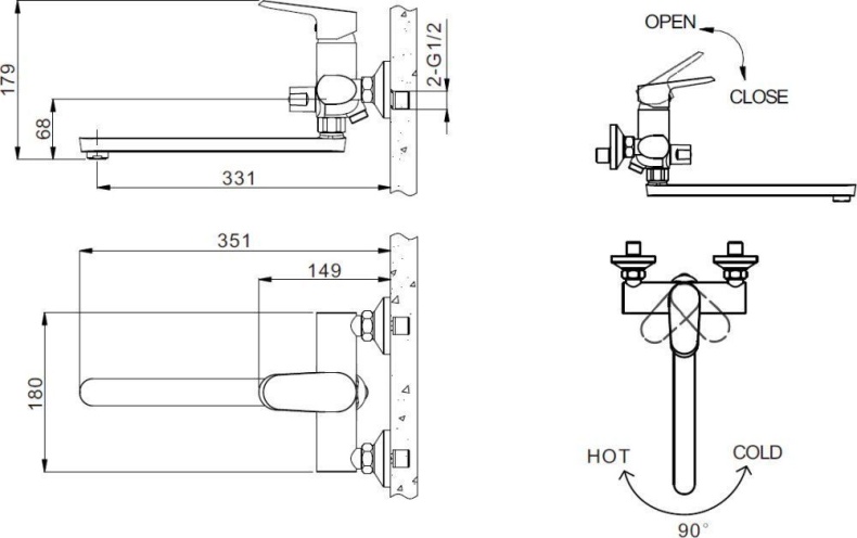 Смеситель Bravat Pure F6105161C-01A универсальный - 1