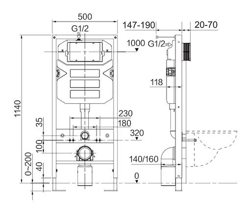 Система инсталляции для унитазов Ceramica Nova Envision с кнопкой Flat хром CN1002CH - 2