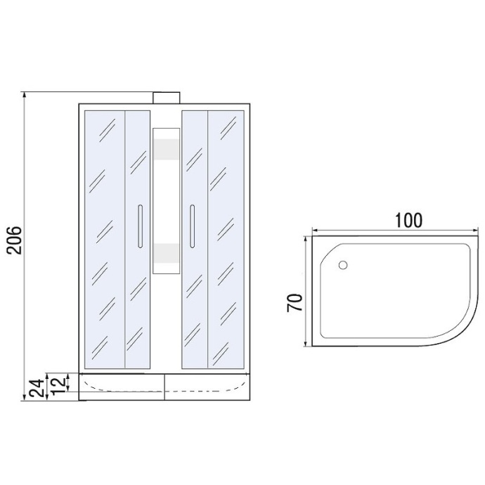 Душевая кабина с поддоном River Nara Б/К 100/70/24 MT L  10000008783 - 5