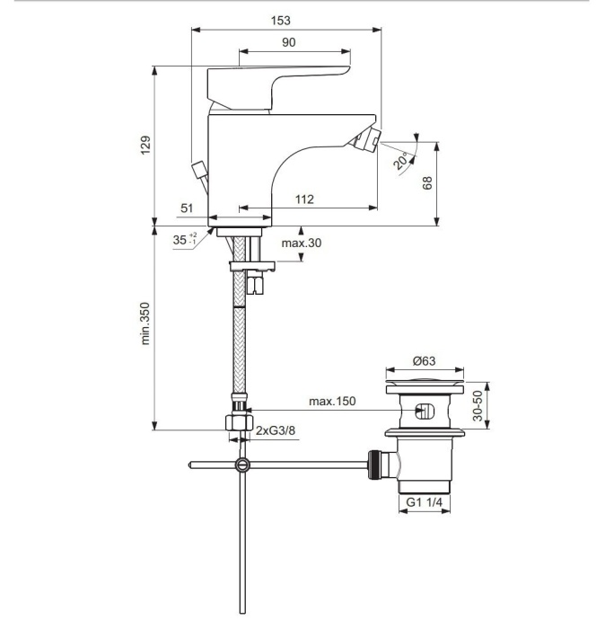 Смеситель для биде Ideal Standard Ceraplan III хром B0713AA - 2