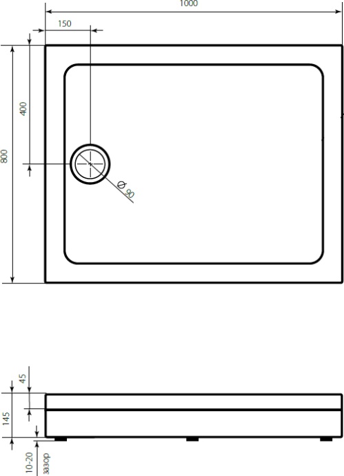 Поддон для душа STWORKI Эстерсунд 100x80, с сифоном 555152 - 5