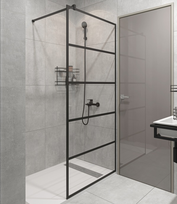 Душевая перегородка STWORKI Кронборг LOFT-GW-100х220 100 см, профиль черный матовый - 2