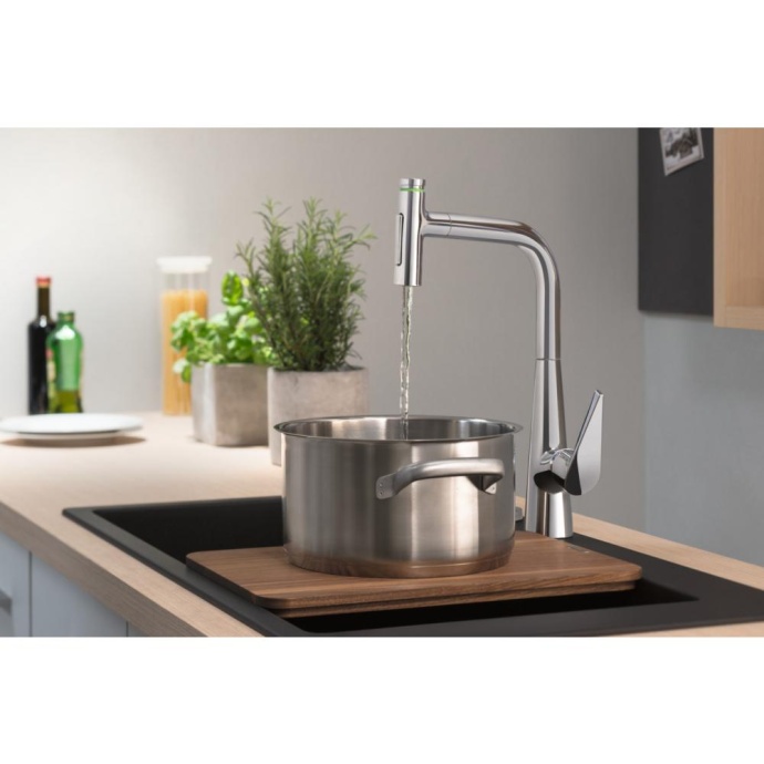 Кухонный смеситель однорычажный, 300, с вытяжным душем, 2jet, sBox Hansgrohe 73867000 - 2
