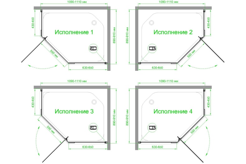 Душевой уголок Royal Bath TR 90х110 профиль черный стекло матовое RB1190TR-C-BL - 3