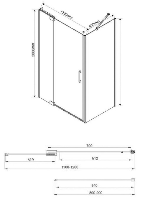 Душевой уголок Vincea Extra 120х90 черный стекло прозрачное VSR-1E111290CLB - 1