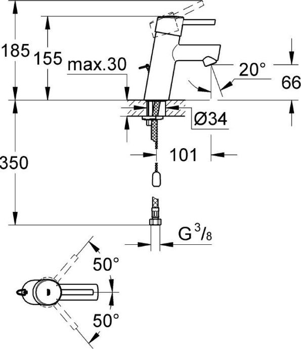 Смеситель Grohe Concetto 3220610E для раковины - 17