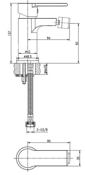 Смеситель Cersanit Brasko Black для биде 63110 - 3