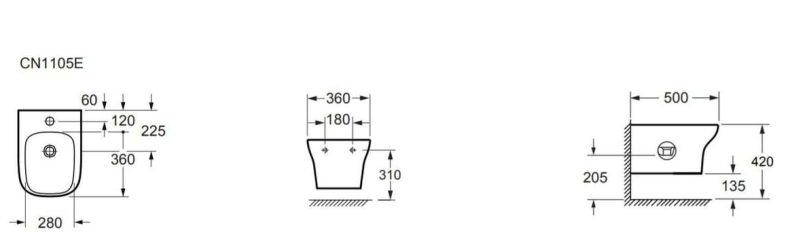 Биде подвесное Ceramica Nova Enjoy белое CN1105E - 1