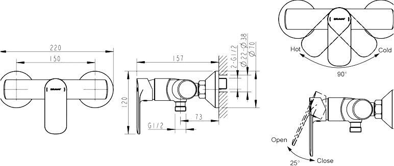 Смеситель Bravat Louise для душа F9191183CP-01-RUS - 3