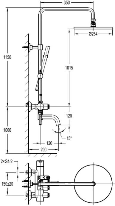 Душевая стойка Cezares Eco золото  ECO-CVD-BORO - 4