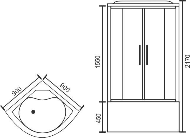 Душевая кабина Royal bath  90x90 см (RB 90BK1-M) RB90BK1-M - 5