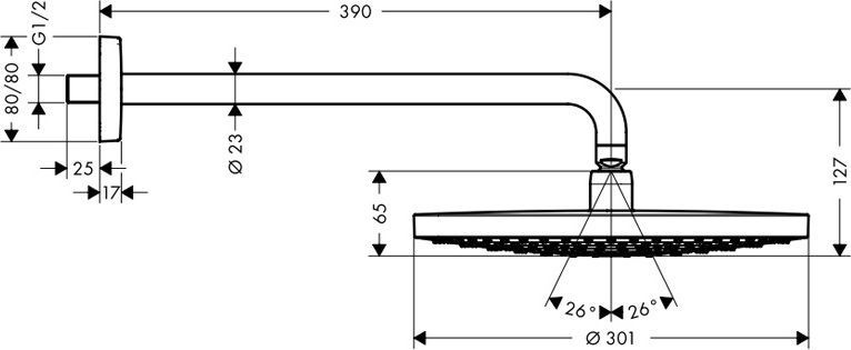 Верхний душ Hansgrohe Raindance Select S 300 2jet 27378400 - 1