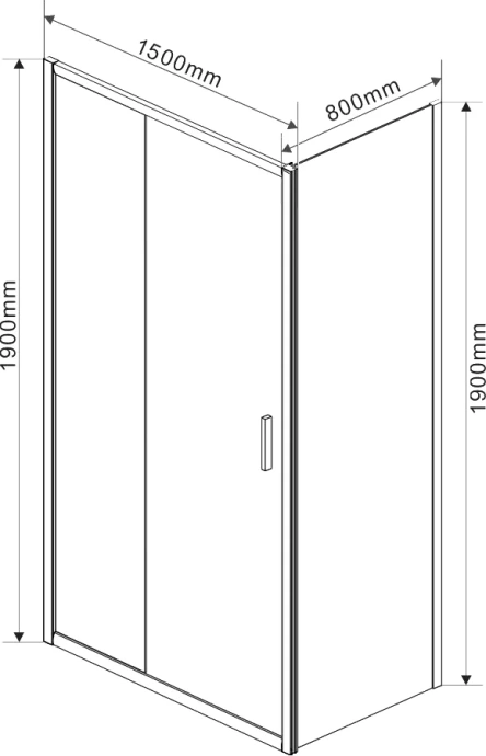 Боковая стенка Vincea Garda 80х190 черная стекло прозрачное VSG-1G800CLB - 2