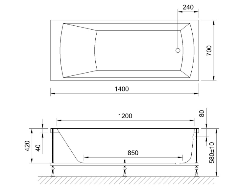 Ванна акриловая Royal Bath Vienna Standart 140x70 с гидромассажем белый RB953200ST - 1