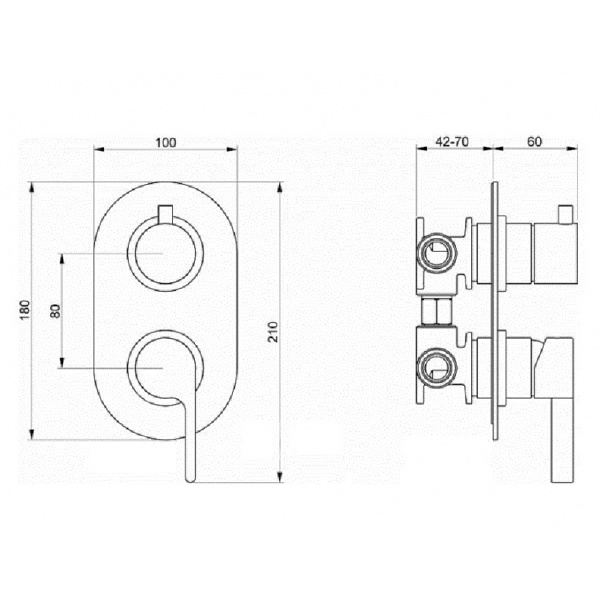 Webert DR860101560 Doremi Смеситель для ванны встраиваемый, без гибкой подводки, душа, черный - 1