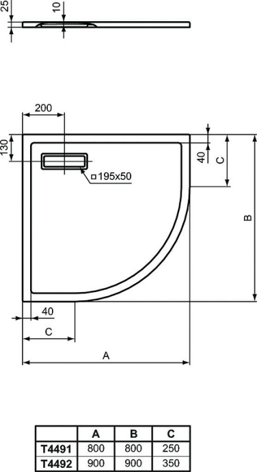 Поддон для душа Ideal Standard Ultraflat 90х90 белый T449201 - 5