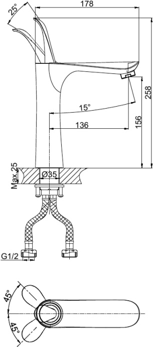 Смеситель D&K Baciano DA1032641 для раковины - 3