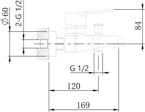 Смеситель Agger Right A2910000 для ванны с душем - 1