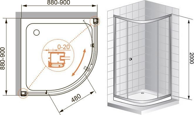 Душевой уголок Cezares Anima W R1 90 C Cr IV ANIMA-W-R-1-90-C-Cr-IV - 3