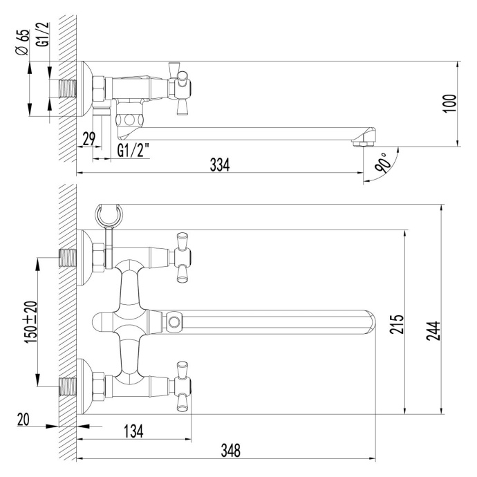 Смеситель для ванны Lemark Contour хром  LM7451C - 1