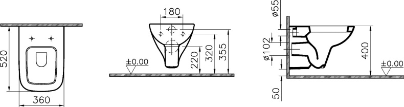 Чаша для подвесного унитаза Vitra S20 белый, без сиденья  5507B003-0101 - 6