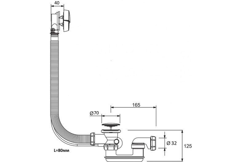 Слив-перелив для ванны Royal Bath 80 черный Cliv-pereliv p/a 80 cm - 1