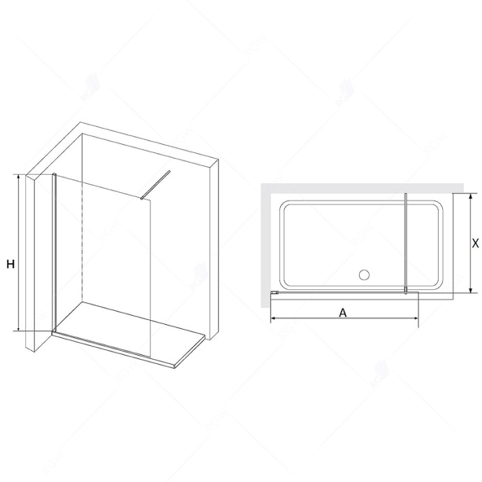 Душевая перегородка RGW Walk in 120х195 черная стекло прозрачное 351011012-14 - 1