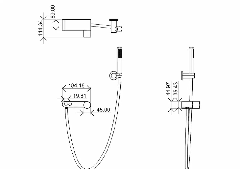 Смеситель для душа Boheme Stick черный хром 123-BCR - 1