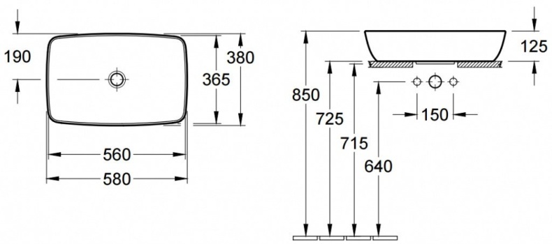 Раковина Villeroy & Boch Artis 4172 58 R1 alpin 417258R1 - 2