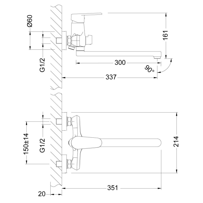 Смеситель Lemark Point LM0351C универсальный - 1