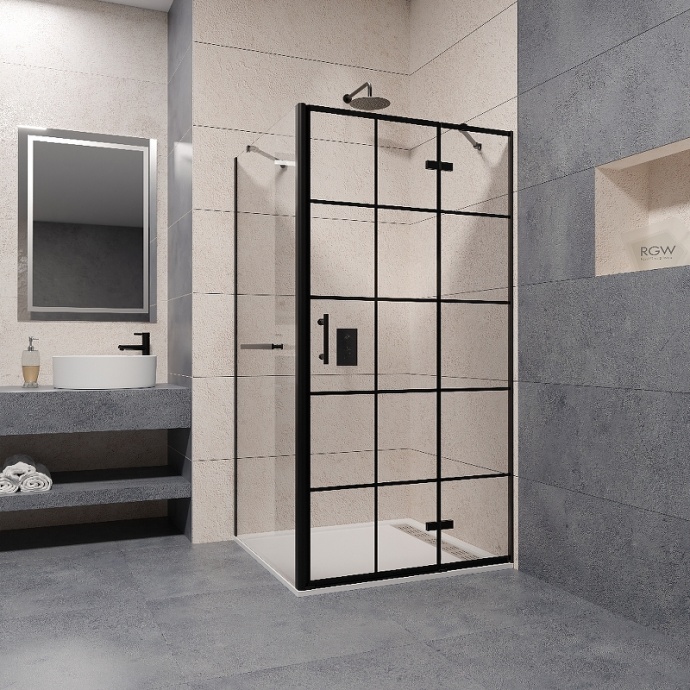 Душевой уголок RGW Passage PA-77-1B R 90x90 профиль черный стекло прозрачное 410877199-084R - 1