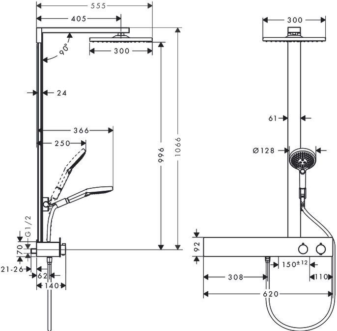 Душевая стойка Hansgrohe Raindance E Showerpipe 300 27363000 - 4