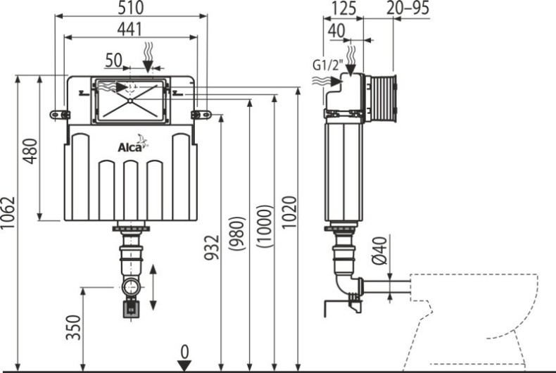 Смывной бачок AlcaPlast  (AM112) AM112-0001 - 1