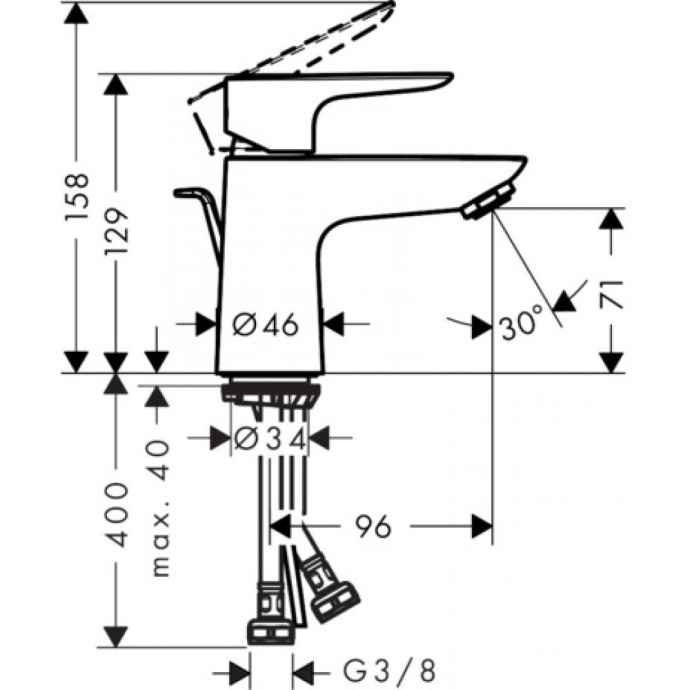 Смеситель для раковины 80, однорычажный, CoolStart, со сливным гарнитуром Hansgrohe 71703000 - 1