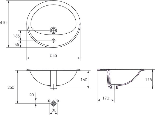 Раковина Cersanit Calla 54 S-UM-Cl/1-w - 3