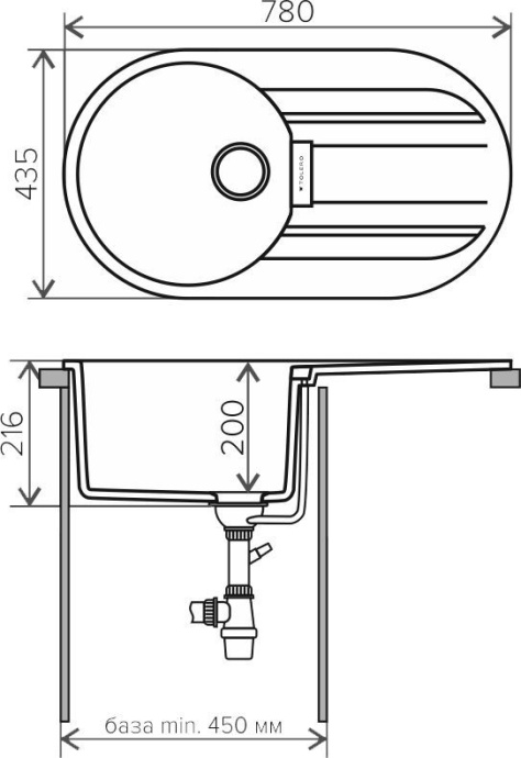 Мойка кухонная Tolero TL-780 серая 473806 - 1