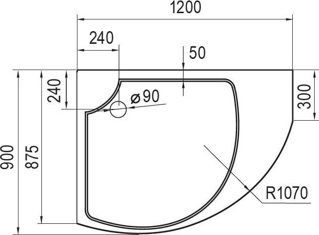 Поддон для душа Cezares Tray Triumph асимметричный L TRAY-A-TRIUMPH-RH-120/90-15-W-L - 2