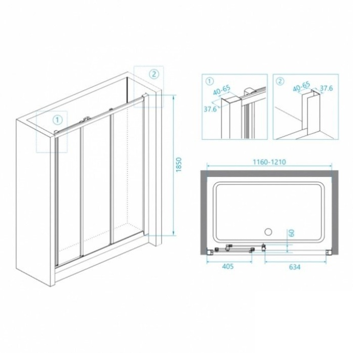 Душевая дверь Rgw Classic CL-11 120x185 профиль хром стекло прозрачное 410911112-11 - 2