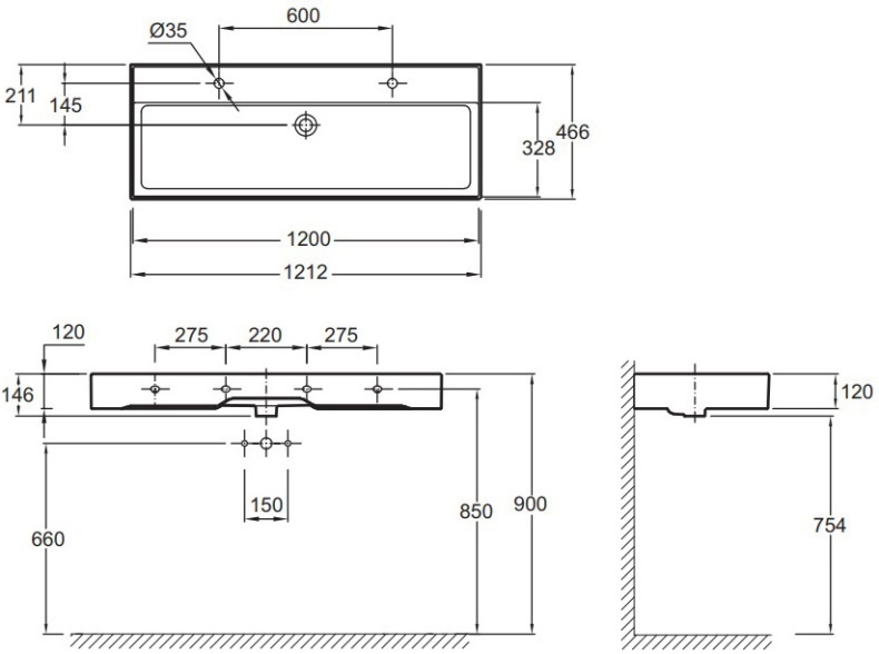 Раковина Jacob Delafon Vivienne EXBK112-00 120 см - 4