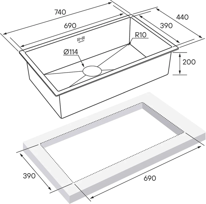 Мойка кухонная Paulmark Valde 74 брашированное золото PM217444-BG - 3