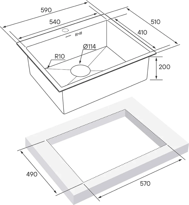 Мойка кухонная Paulmark Brim 59 брашированное золото PM215951-BG - 3