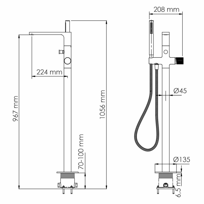 Schunter 8221 Смеситель напольный для ванны - 2