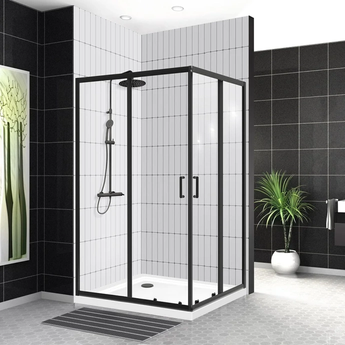 Душевой уголок BelBagno Uno 120х90 профиль черный матовый стекло прозрачное UNO-195-AH-2-120/90-C-NERO - 1