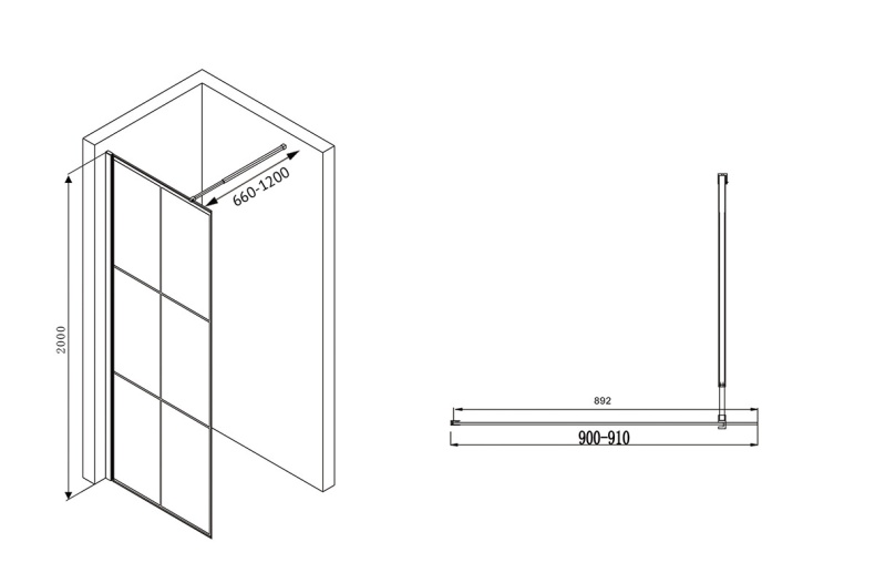 Душевая перегородка Abber Immer Offen  AG62090B - 1