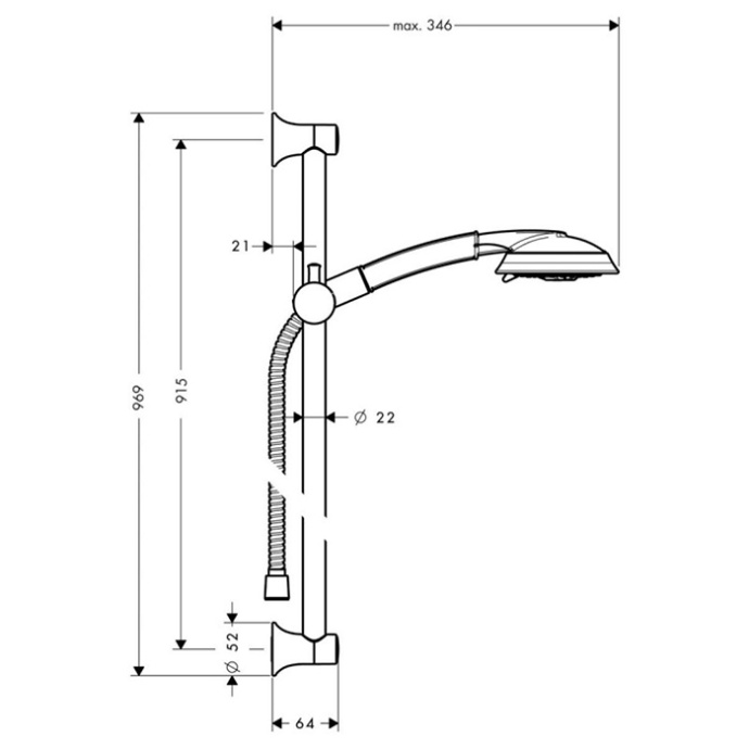 Душевой гарнитур 27841090 HG Raindance Classic 100 AIR 3jet/Unica'Classic 90 см душевой гарнитур (хром/золото) - 1