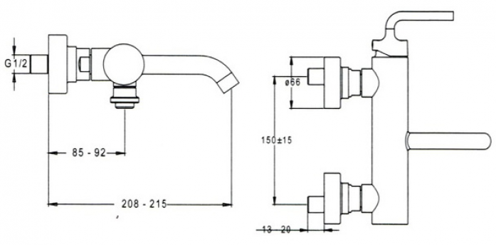 Смеситель Jacob Delafon Purist E14589-4A-CP для ванны с душем - 1